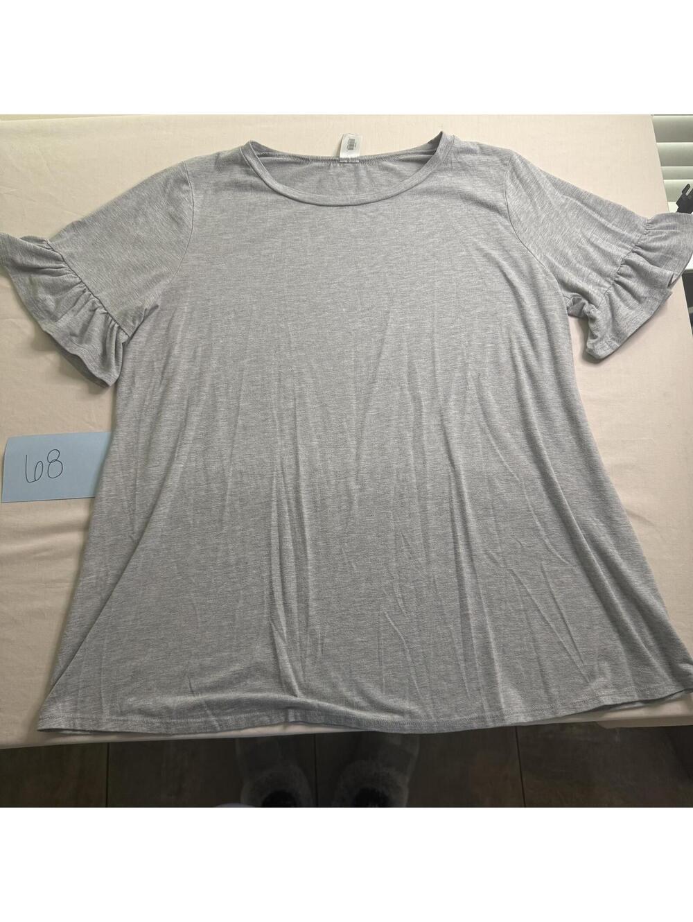 West Loop Extra Large Gray Ruffle Sleeve Top - Picture 2 of 4